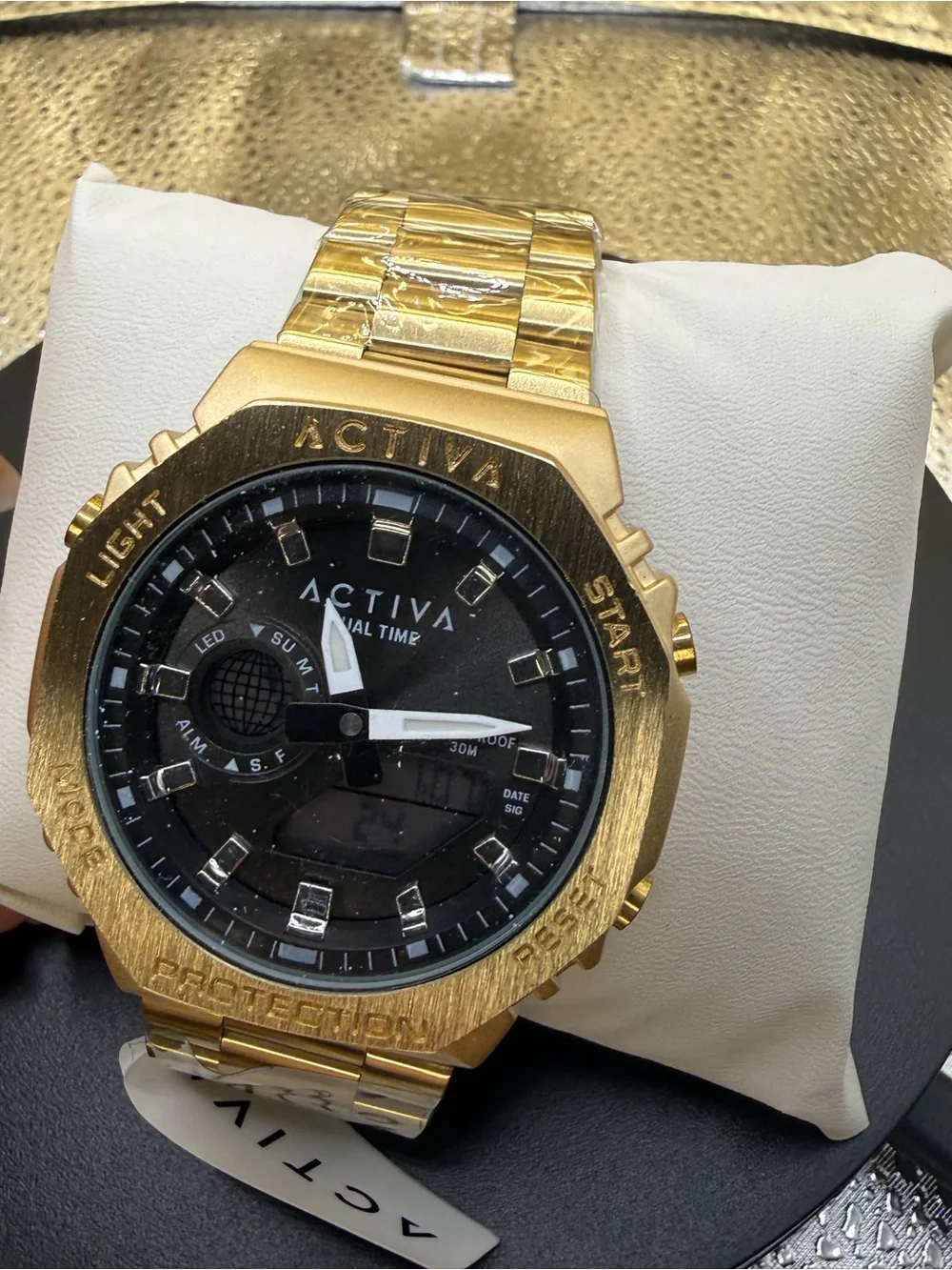 Activa Gold-Tone Men's Dual Display Watch